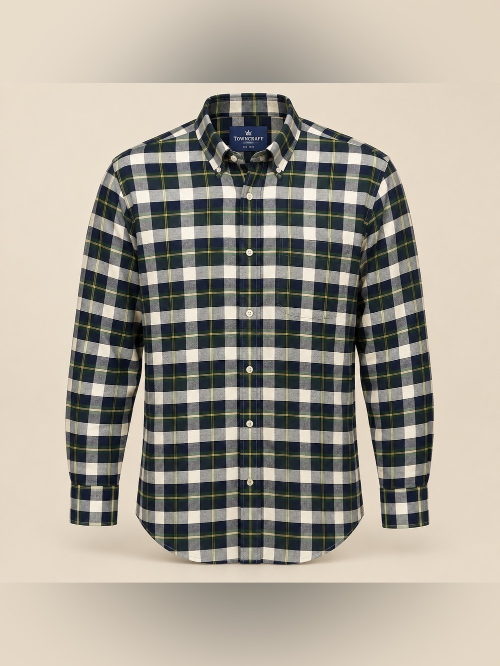 Towncraft Wrinkle Free X-Large Plaid Check Button Down Cotton Polyester Shirt